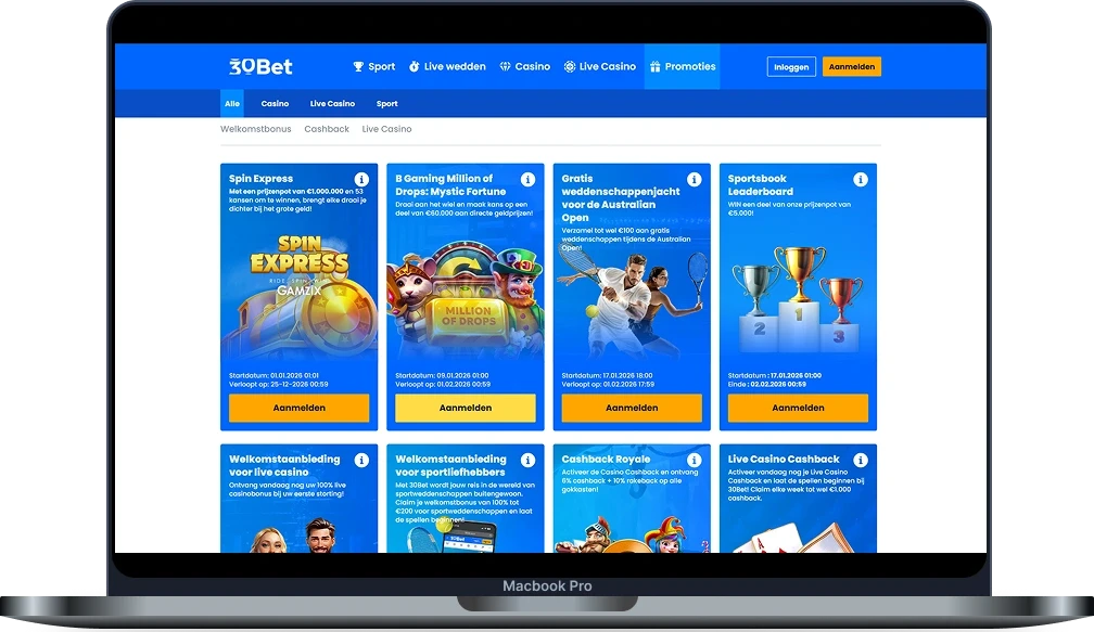 30bet Casino Bonussen en Promoties
